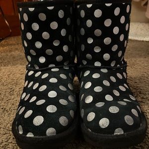 Black and Silver Polka-Dot UGGs Size 4